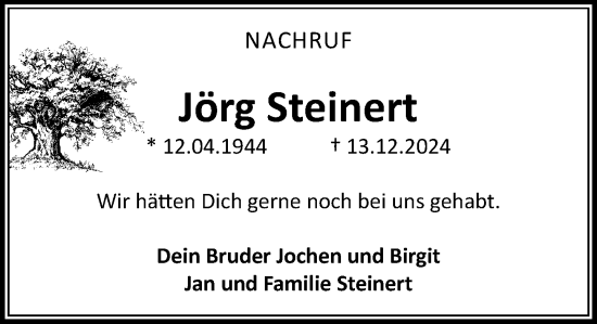 Traueranzeige von Jörg Steinert von Umschau