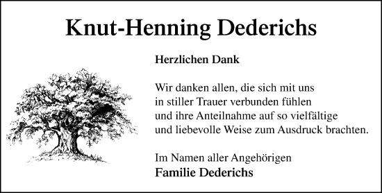 Traueranzeige von Knut-Henning Dederichs von MARKT Ratzeburg/Mölln