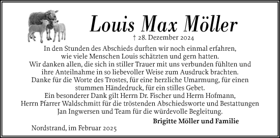 Traueranzeige von Louis Max Möller von Husumer Nachrichten, Nordfriesland Tageblatt
