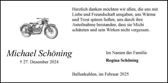Traueranzeige von Michael Schöning von Elmshorner Nachrichten, Barmstedter Zeitung
