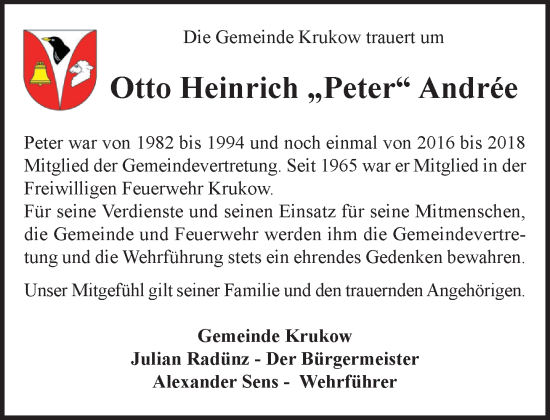 Traueranzeige von Otto Heinrich Andree von Wochenend Anzeiger