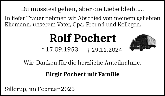 Traueranzeige von Rolf Pochert von Flensburger Tageblatt