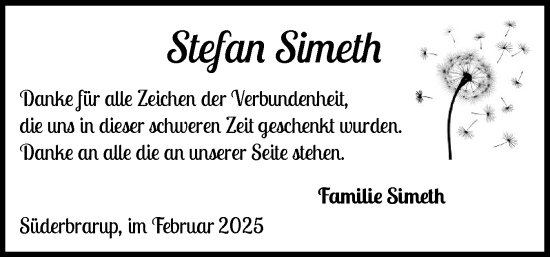 Traueranzeige von Stefan Simeth von Schleswiger Nachrichten, Schlei-Bote