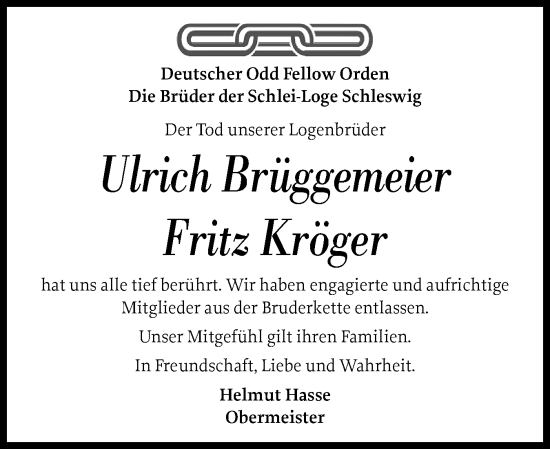 Traueranzeige von Ulrich Brüggemeier von Schleswiger Nachrichten, Schlei-Bote