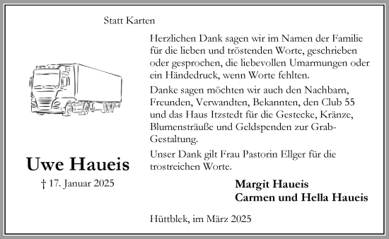 Traueranzeige von Uwe Haueis von Umschau