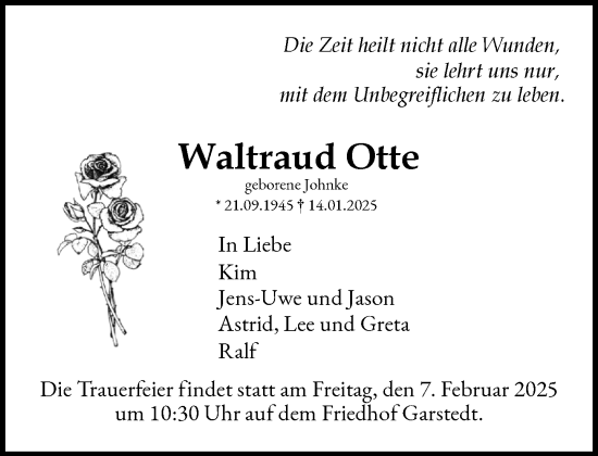 Traueranzeige von Waltraud Otte von Heimatspiegel