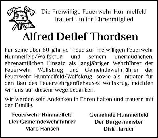 Traueranzeige von Alfred Detlef Thordsen von Eckernförder Zeitung, Hallo Eckernförde