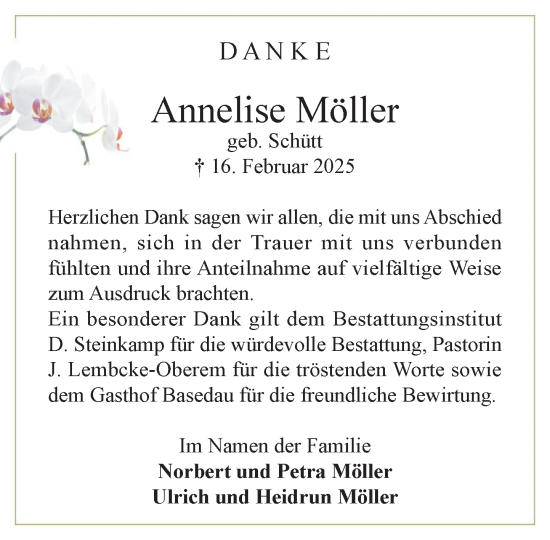 Traueranzeige von Annelise Möller von Wochenend Anzeiger