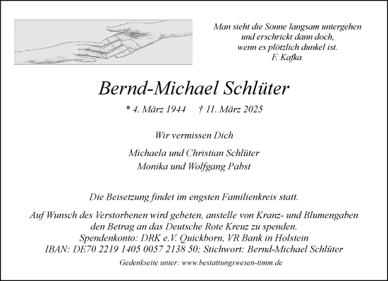 Traueranzeige von Bernd-Michael Schlüter von Umschau