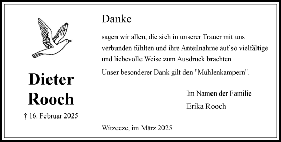 Traueranzeige von Dieter Rooch von Wochenend Anzeiger