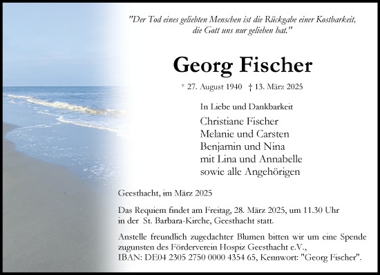 Traueranzeige von Georg Fischer von Wochenend Anzeiger