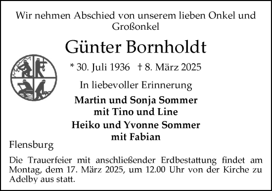Traueranzeige von Günter Bornholdt von Elmshorner Nachrichten, Barmstedter Zeitung