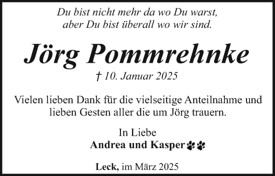 Traueranzeige von Jörg Pommrehnke von Die WochenSchau Gesamtausgabe