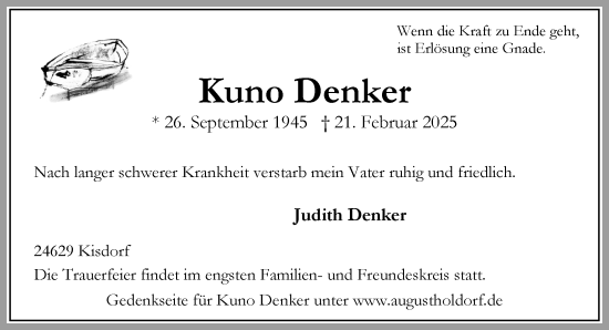 Traueranzeige von Kuno Denker von Umschau