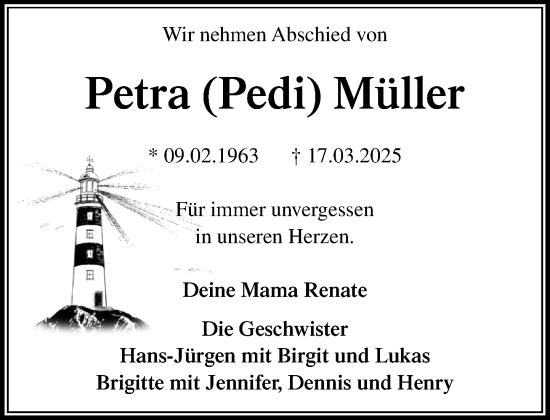 Traueranzeige von Petra Müller von Umschau