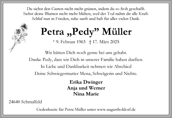 Traueranzeige von Petra Müller von Umschau