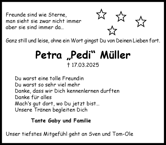 Traueranzeige von Petra Müller von Umschau