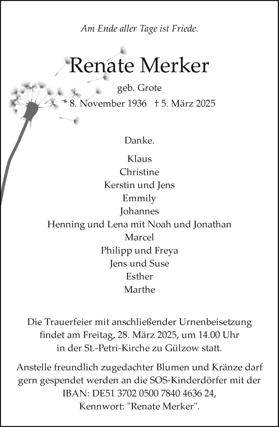 Traueranzeige von Renate Merker von Wochenend Anzeiger