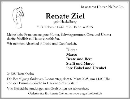 Traueranzeige von Renate Ziel von Umschau