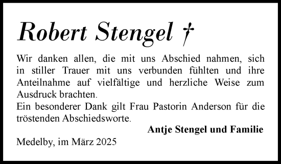 Traueranzeige von Robert Stengel von Flensburger Tageblatt