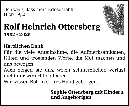 Traueranzeige von Rolf Heinrich Ottersberg von Flensburger Tageblatt