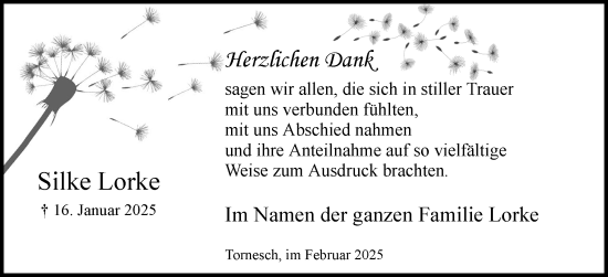 Traueranzeige von Silke Lorke von Uetersener Nachrichten, Der tip am Wochenende