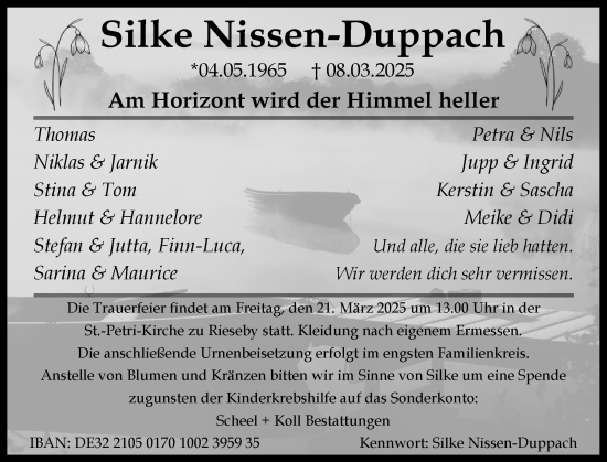 Traueranzeige von Silke Nissen-Duppach von Eckernförder Zeitung
