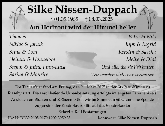 Traueranzeige von Silke Nissen-Duppach von Hallo Eckernförde