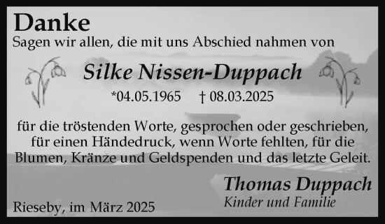 Traueranzeige von Silke Nissen-Duppach von Eckernförder Zeitung, Hallo Eckernförde