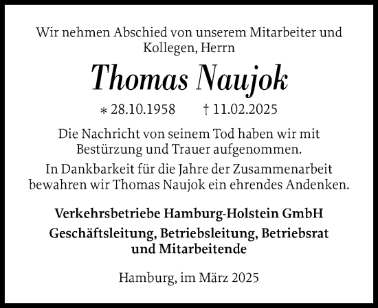 Traueranzeige von Thomas Naujok von Wedel-Schulauer Tageblatt, tip Wedel-Schulauer Tageblatt, tip Rissener Rundschau