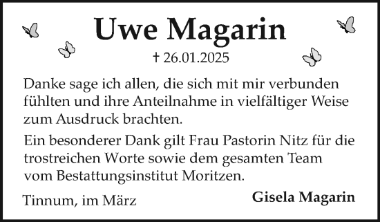 Traueranzeige von Uwe Magarin von Sylter Rundschau