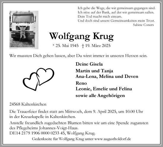 Traueranzeige von Wolfgang Krug von Umschau