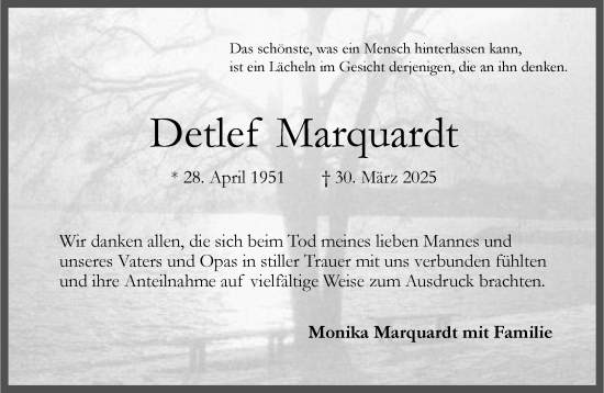 Traueranzeige von Detlef Marquardt von Umschau