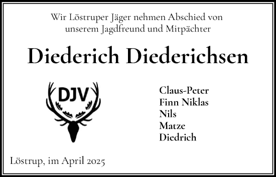 Traueranzeige von Diederich Diederichsen von Flensburger Tageblatt
