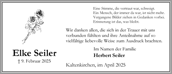 Traueranzeige von Elke Seiler von Umschau