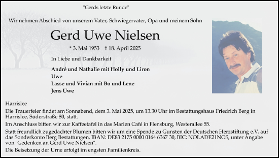 Traueranzeige von Gerd  Nielsen von Flensburger Tageblatt