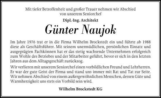 Traueranzeige von Günter Naujok von Holsteinischer Courier