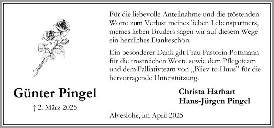 Traueranzeige von Günter Pingel von Umschau