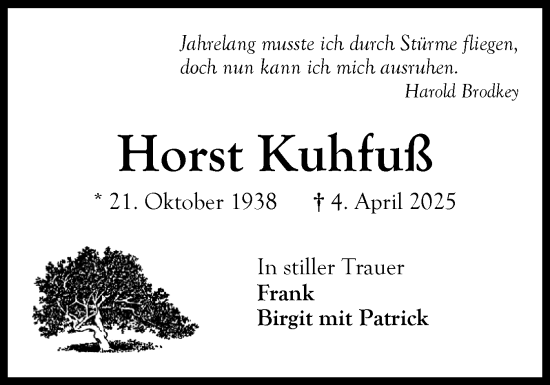 Traueranzeige von Horst Kuhfuß von Ostholsteiner Anzeiger