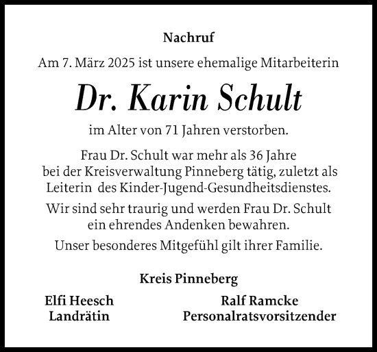 Traueranzeige von Karin Schult von A. Beig Gesamtausgabe