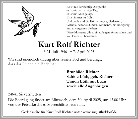 Traueranzeige von Kurt Rolf Richter von Umschau