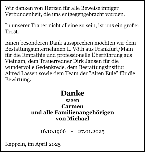 Traueranzeige von Michael  von Schleswiger Nachrichten, Schlei-Bote