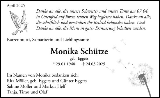 Traueranzeige von Monika Schütze von Die WochenSchau Gesamtausgabe