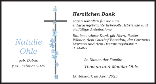 Traueranzeige von Natalie Ohle von Wochenend Anzeiger