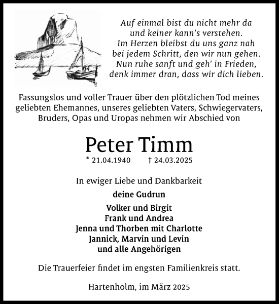 Traueranzeige von Peter Timm von Umschau