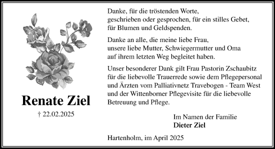 Traueranzeige von Renate Ziel von Umschau