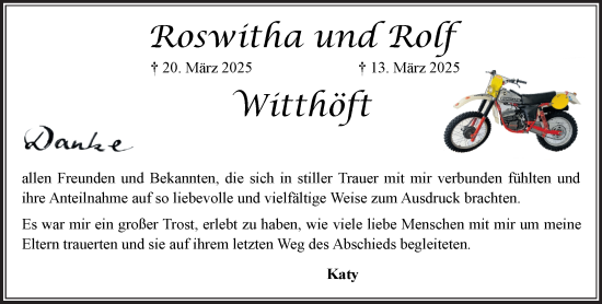 Traueranzeige von Rolf Witthöft von MARKT Bad Oldesloe/Reinfeld und Stormarner Tageblatt
