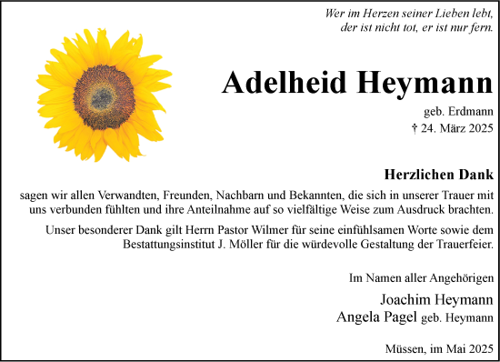 Traueranzeige von Adelheid Heymann von Wochenend Anzeiger