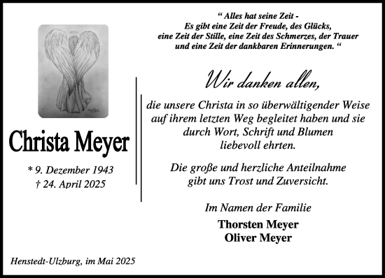Traueranzeige von Christa Meyer von Umschau