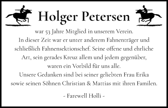 Traueranzeige von Holger Petersen von Sylter Rundschau
